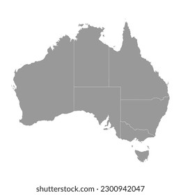 Australia gray map with states. Vector Illustration.