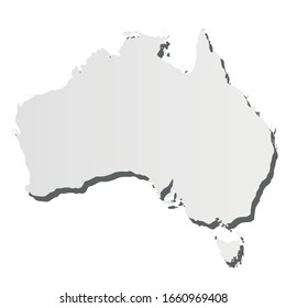 Australia - grey 3d-like silhouette map of country area with dropped shadow. Simple flat vector illustration.