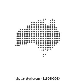 Australia grey dotted world map vector flat design.