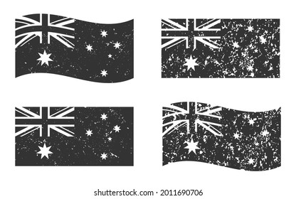 Australia grunge flag set, dark gray isolated on white background, vector illustration for your web site design, app, UI. EPS10.