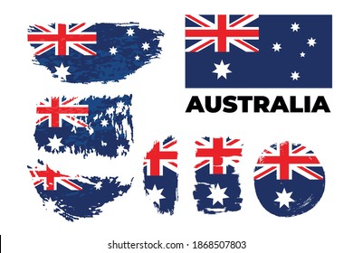 Australia grunge flag set on a white background. Vector illustration. Vector illustration