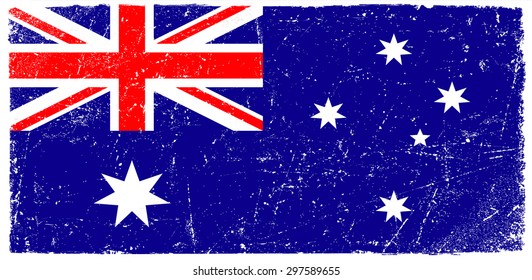 Australia grunge flag.Australian flag with grunge texture.Vector template.