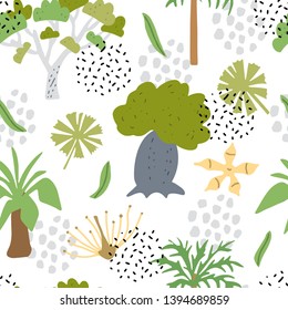Australia hand drawn color vector seamless pattern. Scandinavian illustration. Wrapping paper, textile, 
background fill. 
