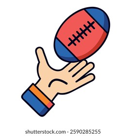 Australia hand holding rugby ball illustration icon