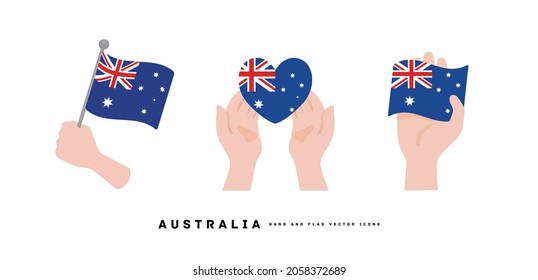 [Australia] Hand and national flag icon vector illustration