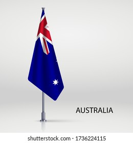 Australia hanging flag on flagpole