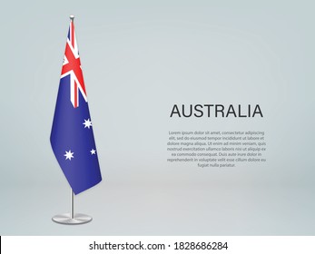 Australia hanging flag on stand. Template for politic conference banner