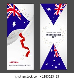 Australia Happy independence day Confetti Celebration Background Vertical Banner set