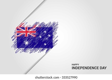 Australia Happy independence day scribble flag. Hand drawn Country flag on Gray crumbled paper. vintage background wallpaper vector illustration.