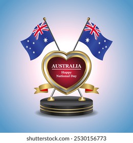 Australia Happy National Day small table flag with Golden Heart