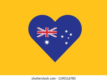 Australia heart shape love symbol national flag country emblem