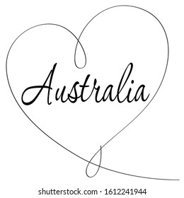Australia with heart vector illustration