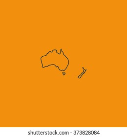 Australia high detailed map. New Zealand icon.