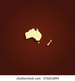Australia high detailed map. New Zealand icon.
