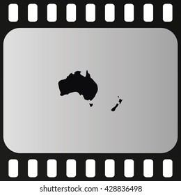 Australia high detailed map. New Zealand icon.