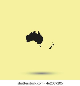 Australia high detailed map. New Zealand icon.