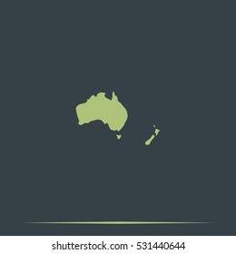 Australia high detailed map. New Zealand icon.