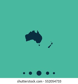 Australia high detailed map. New Zealand icon.