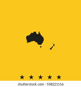 Australia High Detailed Map. New Zealand Icon.