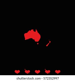 Australia high detailed map. New Zealand icon.