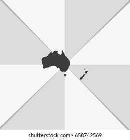 Australia high detailed map. New Zealand icon.