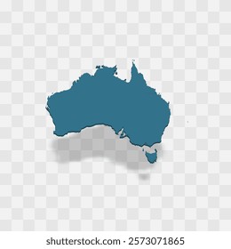 Australia high detailed vector representation of country silhouette. 3D map on transparent background with dropped shadow. For educational, decorative, or informational use.