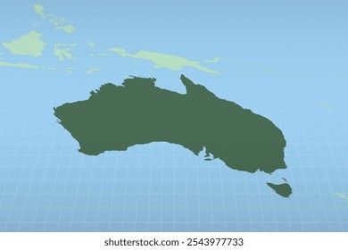 Australia highlighted on a detailed map, geographic location of Australia. Vector Map.