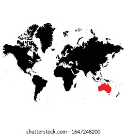 Australia highlighted on World map Vector EPS 10