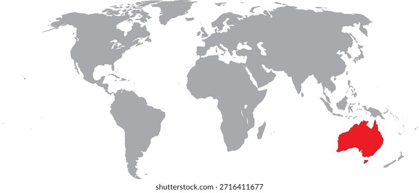 Australia destacada en el diseño del Vector del mapa mundial