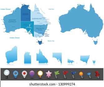  Australia - highly detailed map.All elements are separated in editable layers clearly labeled. Vector