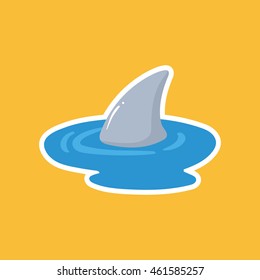 Australia icon. cartoon set of icon. Shark fin appear above the water.