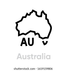 Australia icon Map with Tasmania vector icon. Editable line illustration on white background