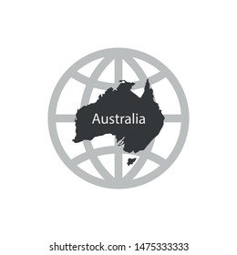 Australia icon on the background of The globe. Simple vector illustration.