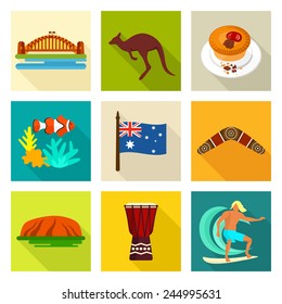 Australia Icon Set Stock Vector Royalty Free