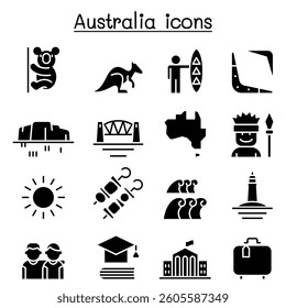 Australia icon set in glyph style