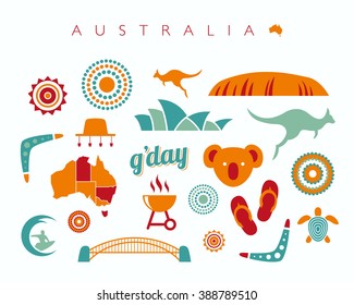 Australia Icon Set - Vector Illustration 
