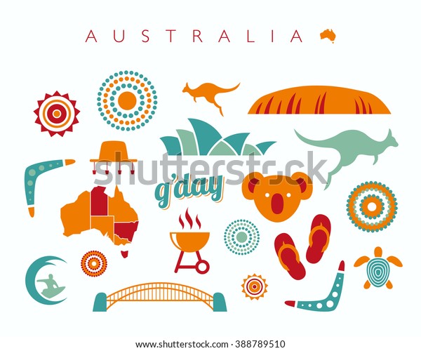 Australia Icon Set Vector Illustration Stock Vector (Royalty Free ...