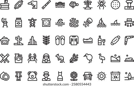 Australia icons High-Quality Vector Icons Collection with Editable Stroke. Ideal for Professional and Creative Projects