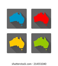 Australia icons in long shadow style on white background