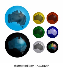 Australia icons on Earth globe design concept.Vector globe icon. Vector illustration dotted style.