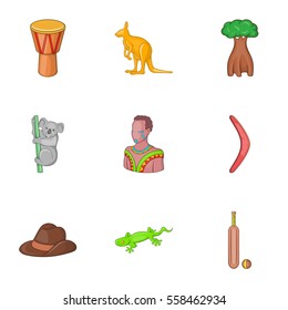 Australia icons set. Cartoon illustration of 9 Australia vector icons for web