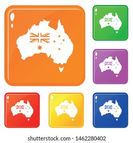 Australia icons set collection vector 6 color isolated on white background