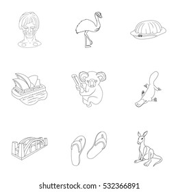 Australia icons set. Outline illustration of 9 Australia vector icons for web