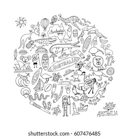 Australia icons set, sketch for your design