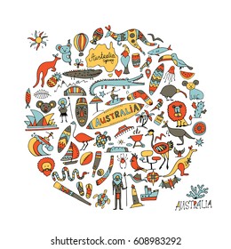Australia icons set, sketch for your design