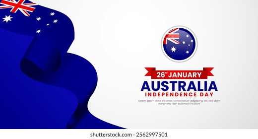 Australia Independence day Banner background with waving flag