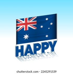 Día de la Independencia de Australia. Simple bandera de Australia y cartel en el cielo. 3 quinquies plantilla de letras. Mensaje de diseño de día especial listo.