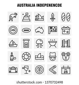 Australia Independence Line Icon Pack For Designers And Developers. Icons Of Animal, Jellyfish, Sea, Seafood, Head Safety, Insurance, Protection, Vector
