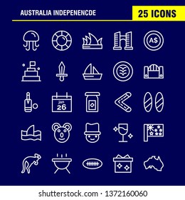 Australia Independence Line Icon Pack For Designers And Developers. Icons Of Animal, Jellyfish, Sea, Seafood, Head Safety, Insurance, Protection, Vector