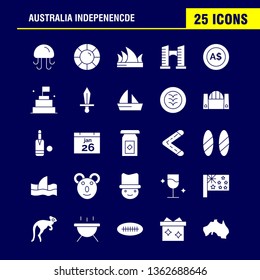 Australia Independence Solid Glyph Icon Pack For Designers And Developers. Icons Of Animal, Jellyfish, Sea, Seafood, Head Safety, Insurance, Protection, Vector